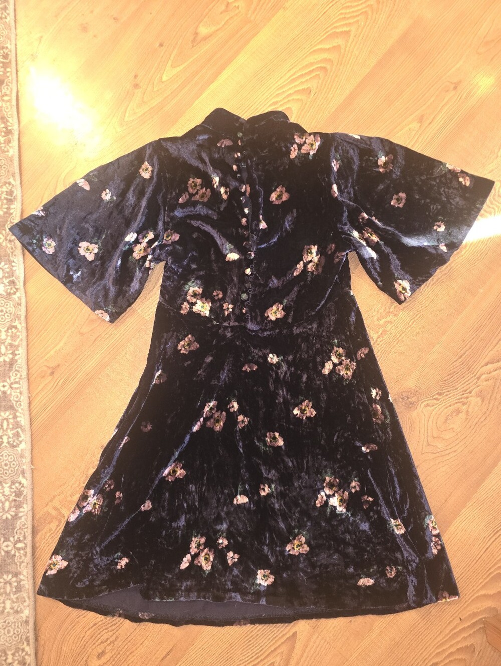 Free People Navy Floral Velvet Dress - Picture 4 of 4